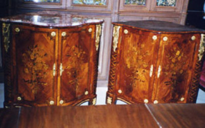 A Pair Of Louis XVI Floral Marquetry Encoignure restoration 03