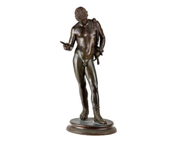A late 19th century patinated bronze figure of Narcissus, after the Antique 650X500